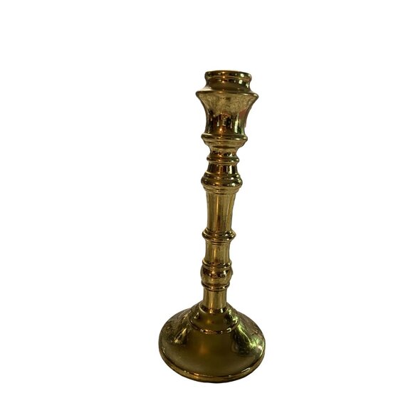 Vintage Solid Brass Candlestick Holder Turned Design 8" Tall Classic Decor - Picture 3 of 8